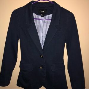Fitted Navy Blue H&M blazer with shoulder pads
